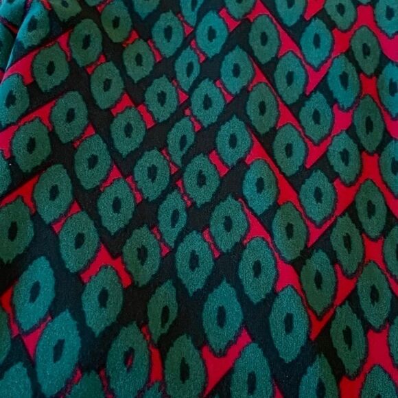 1268 LuLaRoe Leggings Size OS Black Teal Red Ovals Print New - Picture 2 of 4